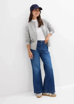Wide-Leg-Jeans Mid Waist mit aufgesetzten Taschen