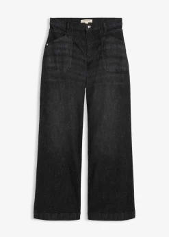 Wide-Leg-Jeans Mid Waist mit aufgesetzten Taschen