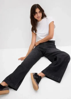 Wide-Leg-Jeans Mid Waist mit aufgesetzten Taschen
