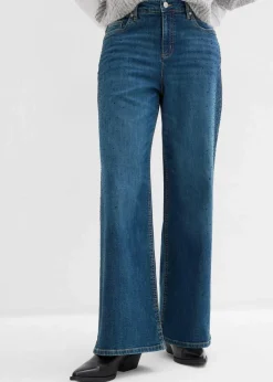 Wide-Leg-Jeans Mid Waist mit Glitzersteinen