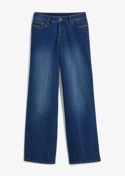 Wide-Leg-Jeans, Mid Waist, Stretch