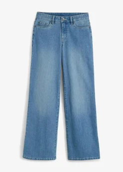Wide-Leg-Jeans, Mid Waist, Stretch
