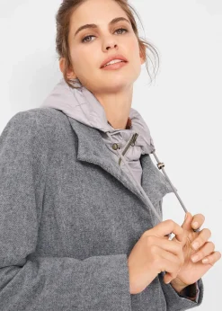 Winter-Kurzmantel in Wolloptik, 2in1 Optik