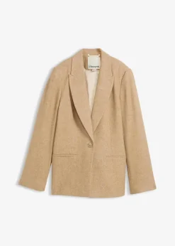 Wollblazer mit Fischgratmuster