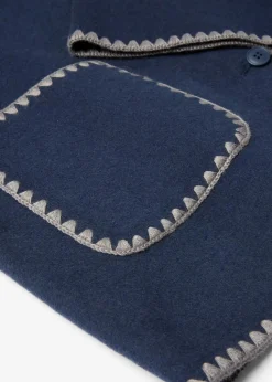 Wolljacke mit Zierstickerei (2tlg. Set mit Schal)