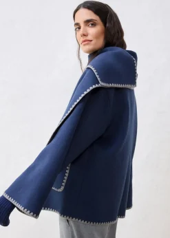 Wolljacke mit Zierstickerei (2tlg. Set mit Schal)