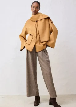 Wolljacke mit Zierstickerei (2tlg. Set mit Schal)