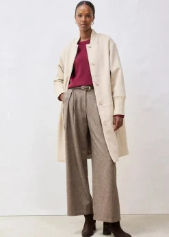 Wollmantel mit Strickbesatz