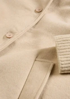 Wollmantel mit Strickbesatz