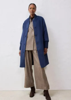 Wollmantel mit Strickbesatz