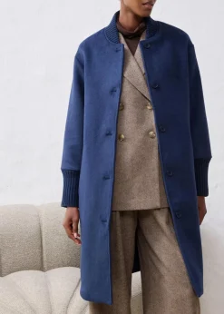 Wollmantel mit Strickbesatz