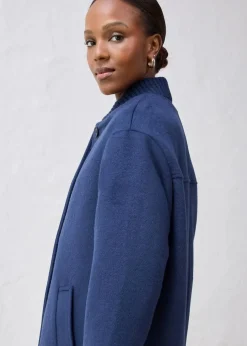 Wollmantel mit Strickbesatz