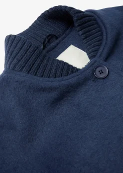 Wollmantel mit Strickbesatz