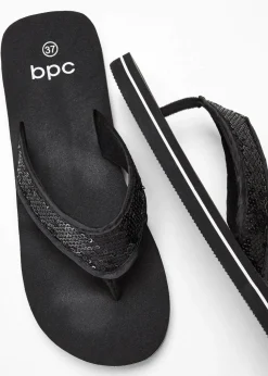 Zehenstegpantoletten mit Pailletten