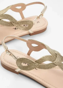 Zehenstegsandalen in Metallic-Optik